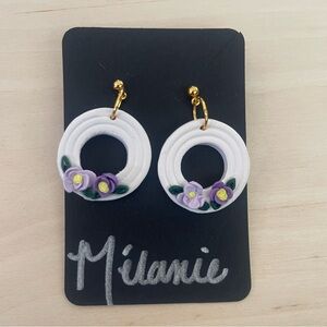 Polymer clay earrings with handmade flowers